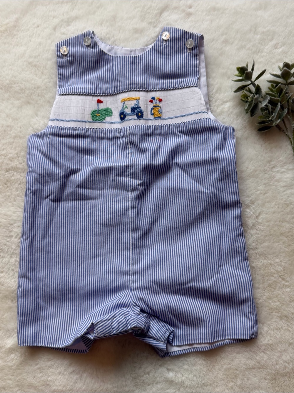 Edgehill Collection | EUC - Golf Smocked Jon Jon - Size 9 Months